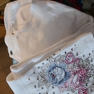 Eye White Jeans Embroidered